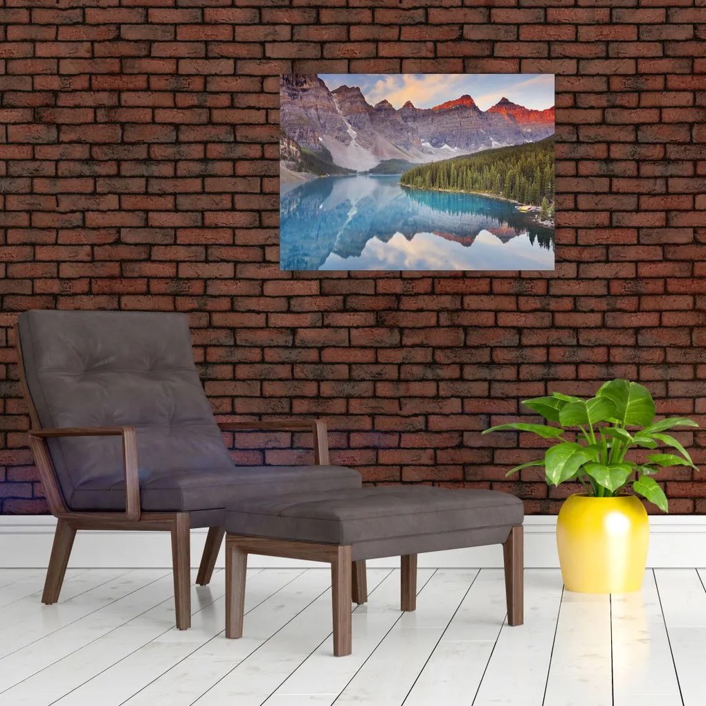 Obraz na szkle - Górski krajobraz Kanady (70x50 cm)