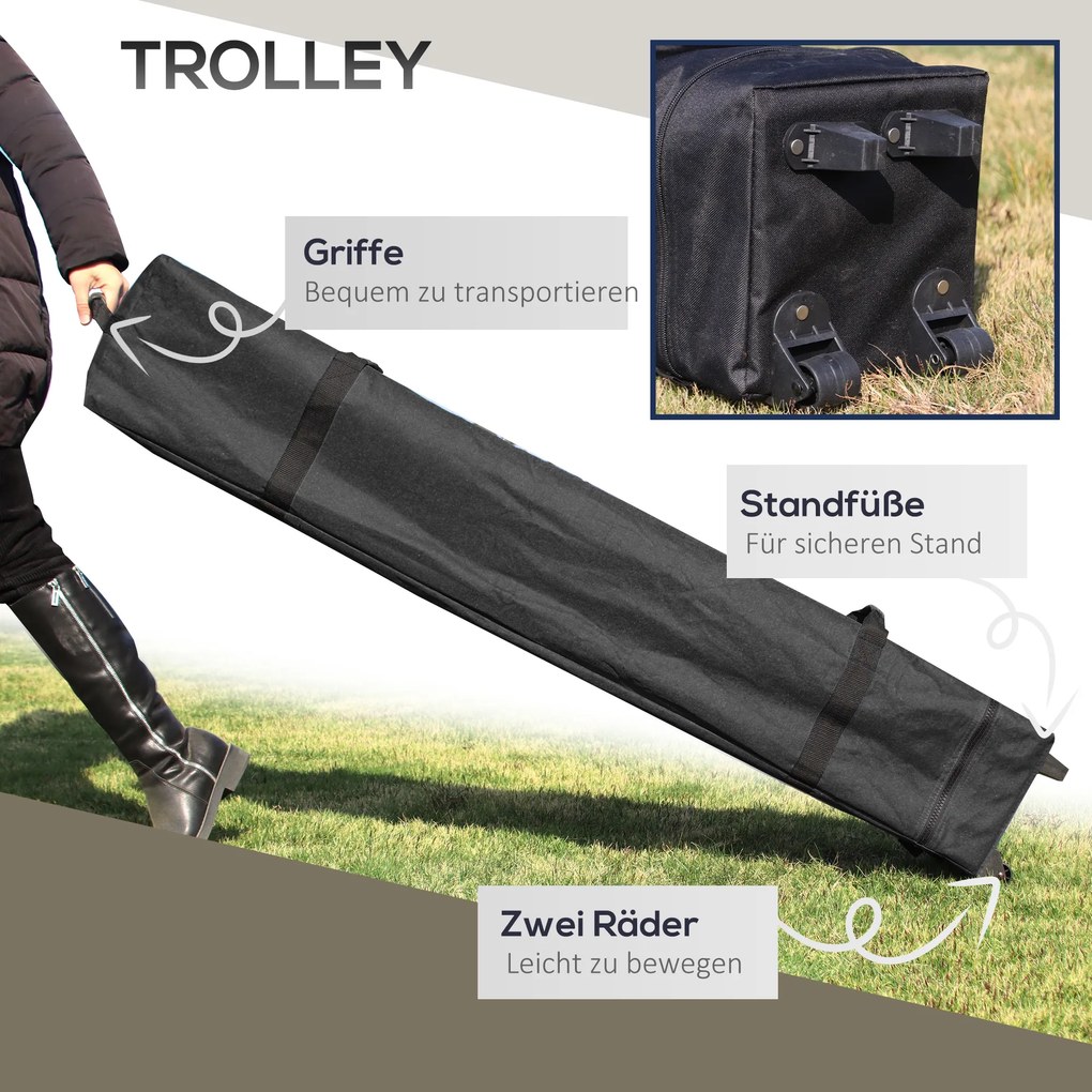 Outsunny Pawilon Składany 4x4x3m Ciemnoszary z Regulowaną Wysokością 4 Ścianki Siatkowe Wentylacyjny Dach Torba Szybki Montaż | Aosom PL