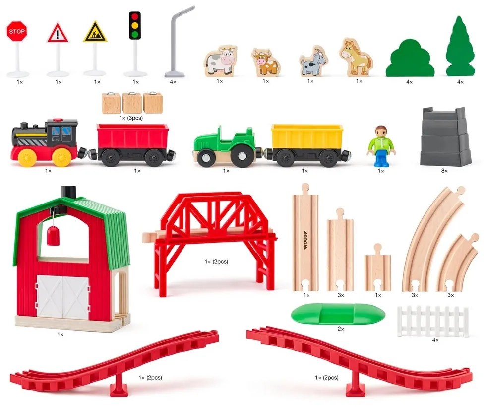 Woody Kolejka - Farma, 60 elementów
