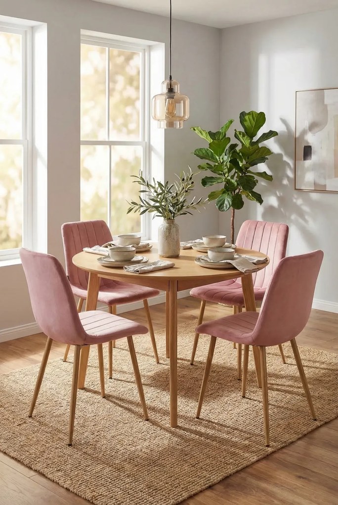 Zestaw różowych welurowych krzeseł 4 szt. C3-T07