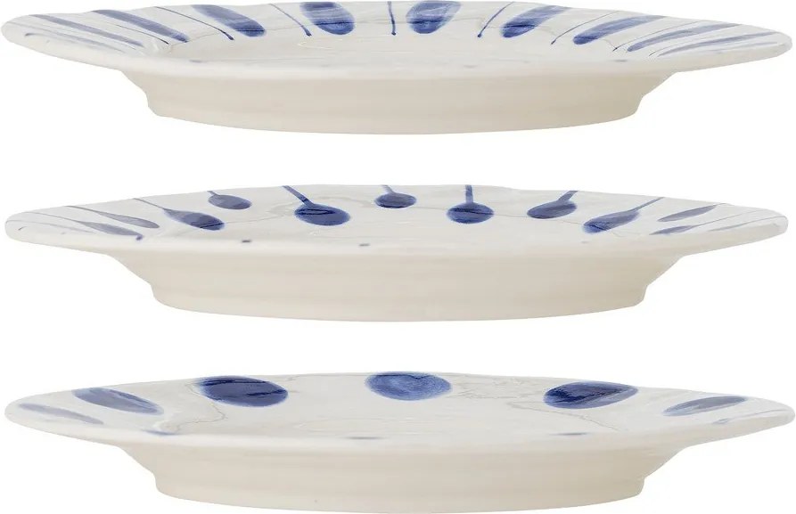 Białe/niebieskie kamionkowe talerze zestaw 3 szt. ø 28 cm Linora – Bloomingville