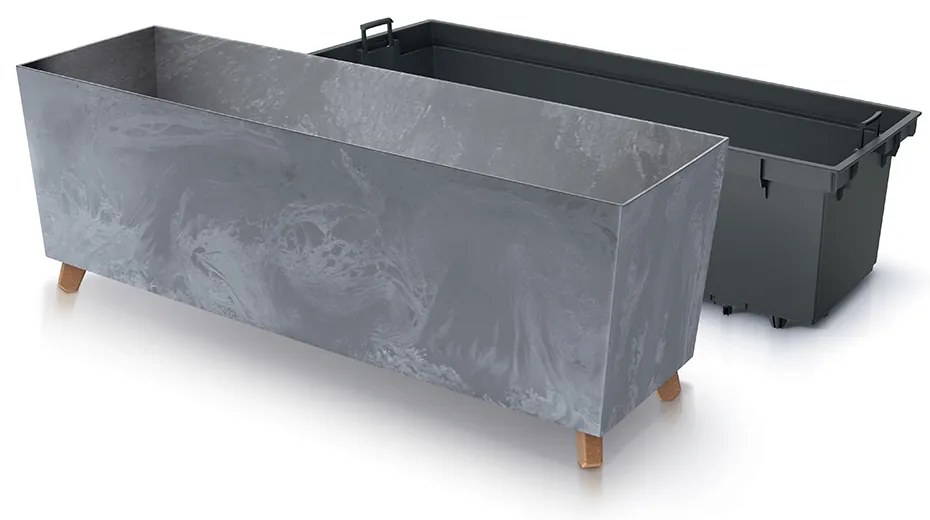 Donica ogrodowa z wkładem 77 x 23,5 x 30 cm Urbi Beton Effect marengo PROSPERPLAST