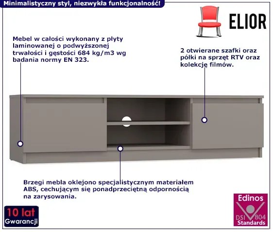 Nowoczesna szafka RTV glina Amida 3X 140 cm