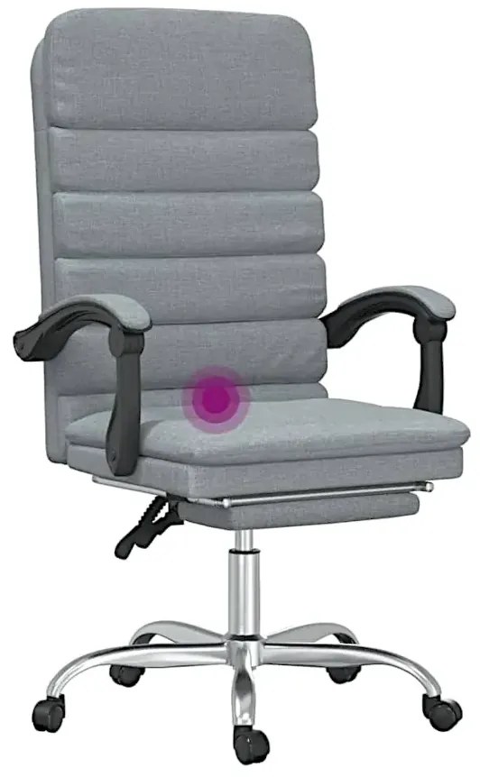 Jasnoszary rozkładany fotel biurowy z podnóżkiem masujący - Olion 5X