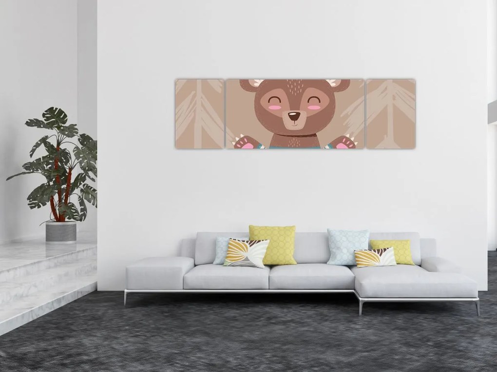 Obraz - Miś w koszulce w paski (170x50 cm)
