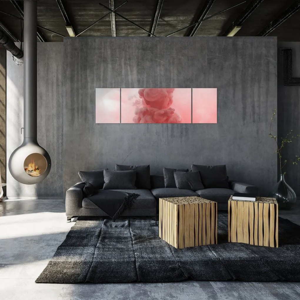 Obraz czerwonego dymu (170x50 cm)