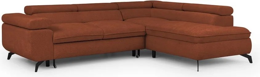 Narożnik z tkaniny szenilowej w kolorze terakoty (prawostronny/w kształcie litery L) Marbeya – Ropez