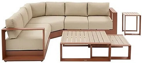 Narożny zestaw aluminiowy dla 5 osób MADRID NEW (mahoń)