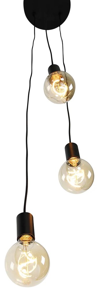 Industrialna lampa wisząca czarna 3-światłowa - FacilDesignerski Oswietlenie wewnetrzne
