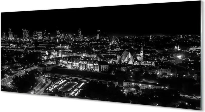 Panel nad Blat Kuchenny Nocna Panorama Warszawskich Drapaczy Chmur