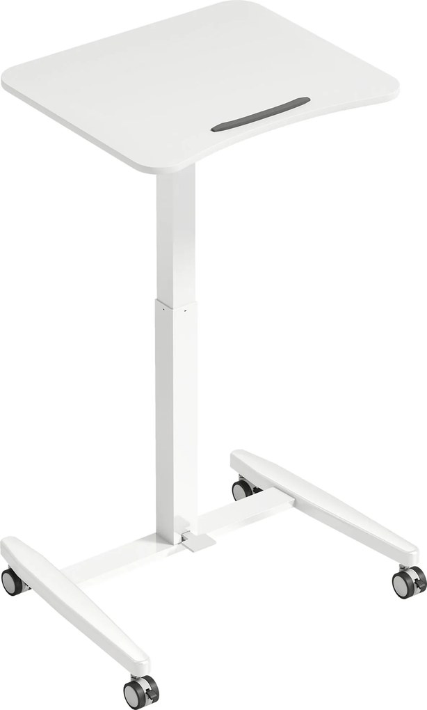 HOMCOM Regulowane Biurko Stojące, Mobilne Biurko z Regulowanym Blatem, Blokada Bezpieczeństwa, Kółka, Białe | Aosom PL
