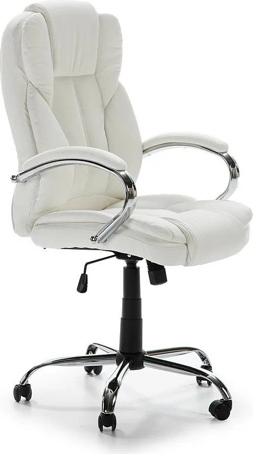 Fotel biurowy z regulowaną wysokością i kątem nachylenia Nixon, imitacja skóry, kolor biały.