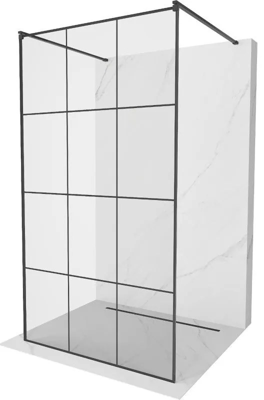 Mexen Kioto ścianka prysznicowa wolnostojąca 100 x 200 cm, czarna kratka 8 mm, czarna - 800-100-002-70-77