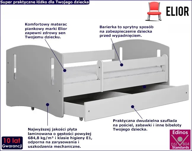 Łóżko dziecięce z szufladą mix 80x180 C1-S90