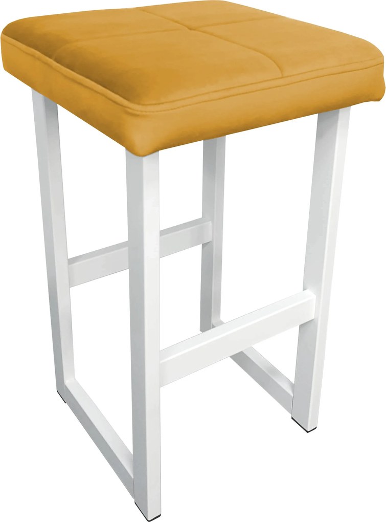 Hoker ALEX krzesło barowe tkanina Welur podstawa metalowa : Kolor Stelaża - Biały, Kolor tkaniny - VELVET - MG15, Wysokość - 75 cm