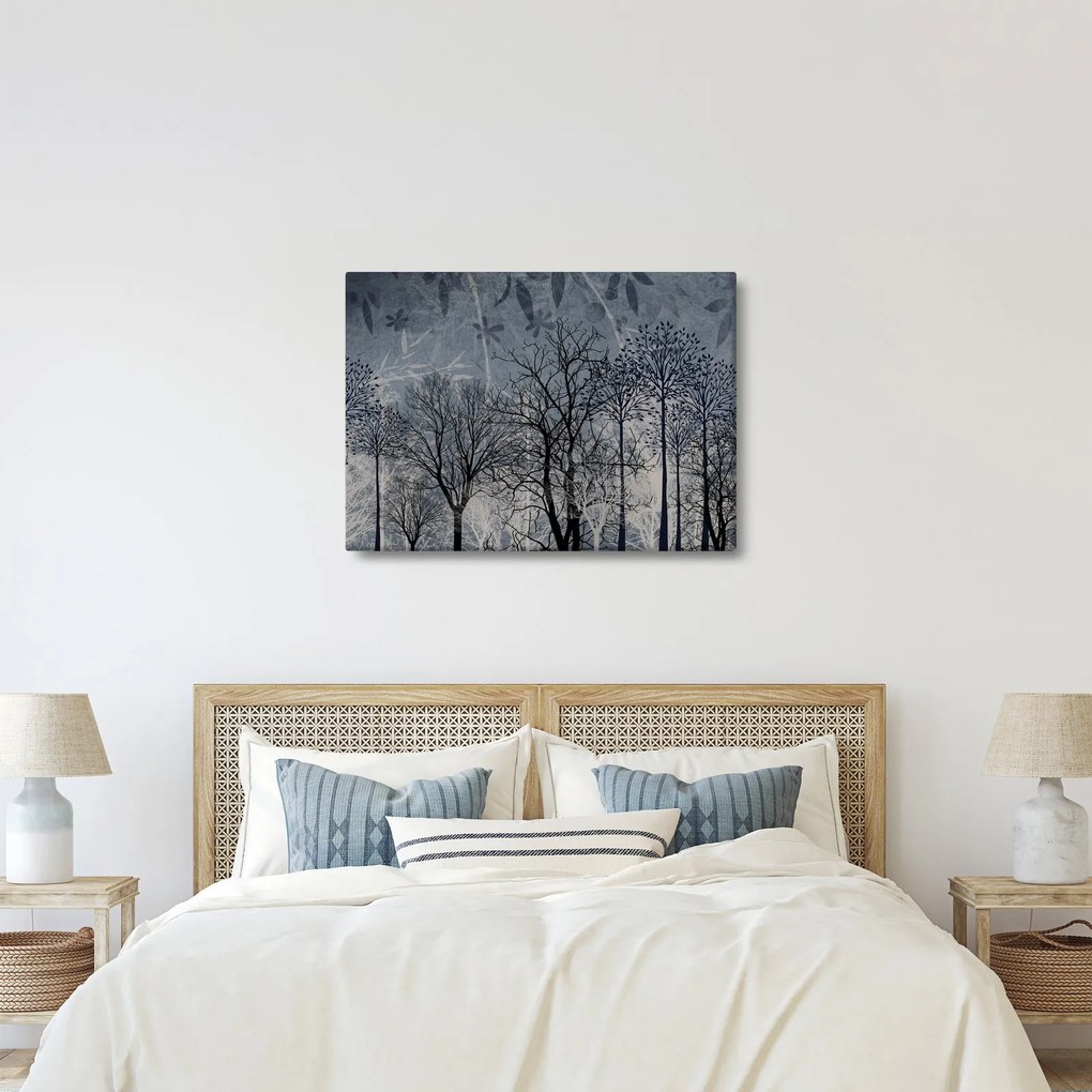 Obraz - Sylwetki drzew z liśćmi (70x50 cm)