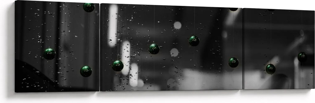 Abstrakcyjny obraz - zielone kulki (170x50 cm)