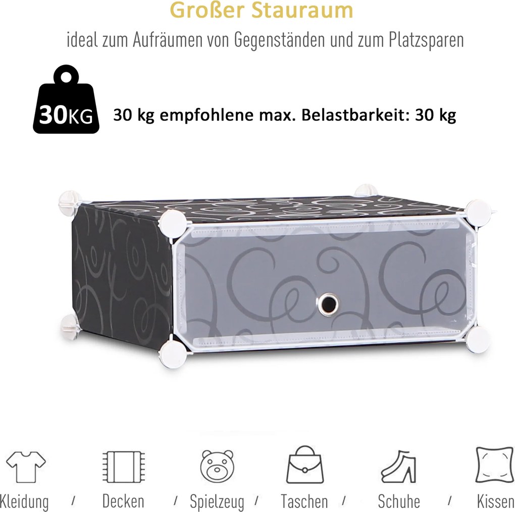 Homcom regał na buty garderoba DIY 16 kostek organizacja przestrzeni czarno-biała 95x37x160cm | Aosom PL