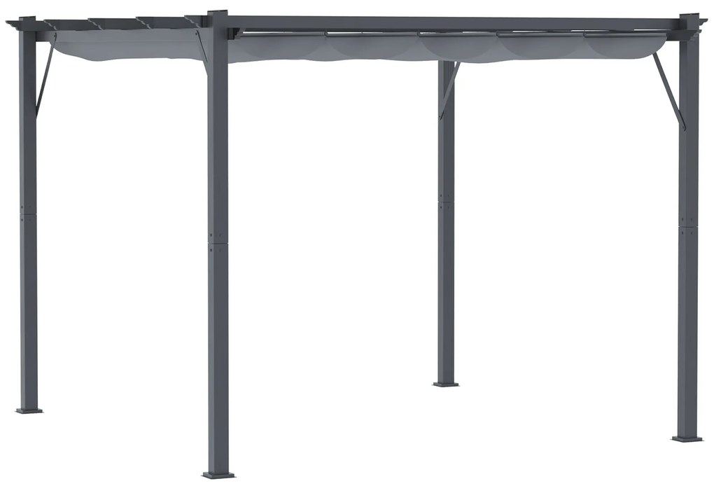 Outsunny Pergola 3 x 3 m - pergola zadaszenie ogrodowe przesuwna aluminium 300 x 300 cm szara brązowa | Aosom PL