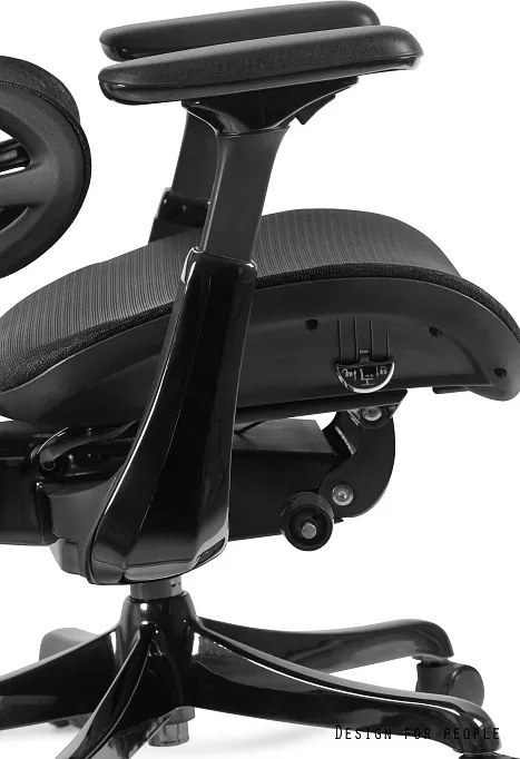 Fotel biurowy z siatki Ergothrone Black Gun, zgodny z normą BHP