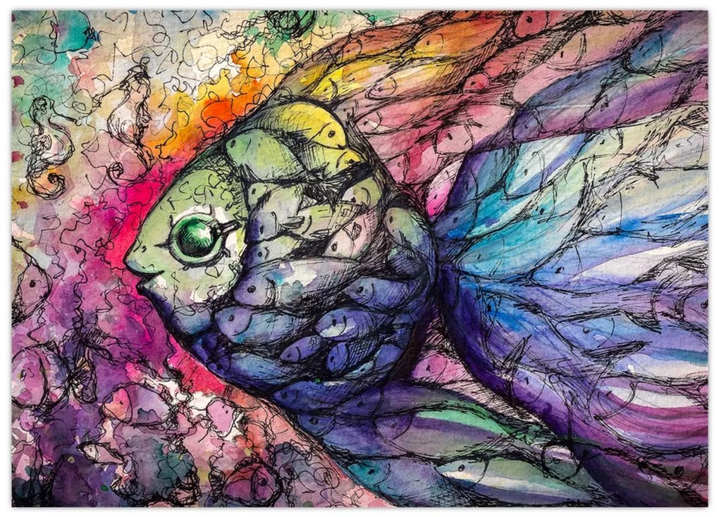 Obraz - Kolorowa rybka (70x50 cm)