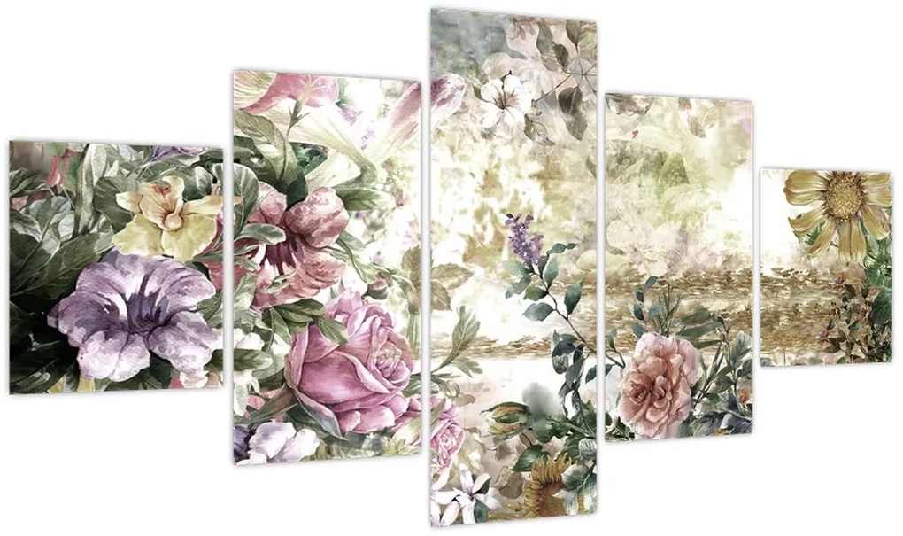 Obraz - Designerskie kwiaty (125x70 cm)