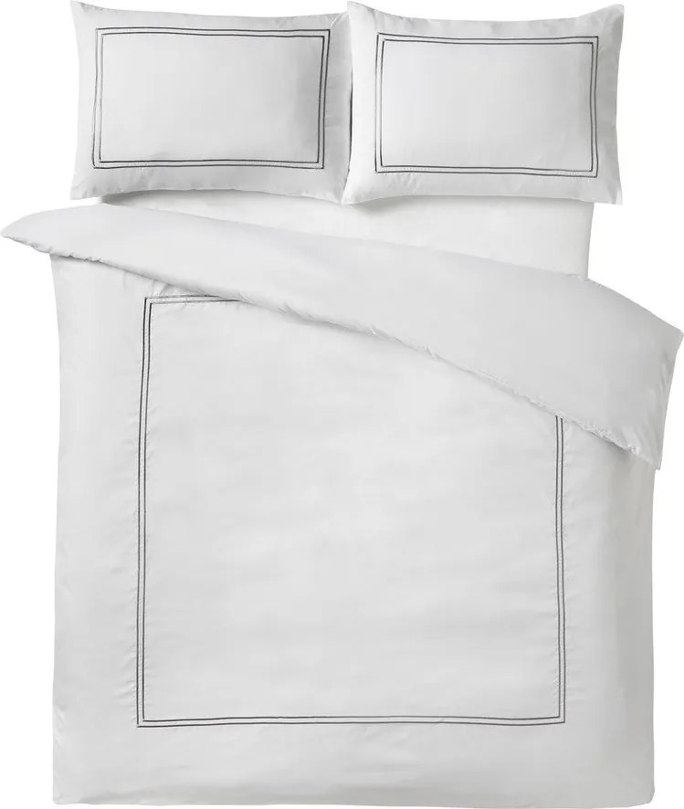 Biała satynowa pościel jednoosobowa 135x200 cm So Soft Mono Satin Stitch – Catherine Lansfield