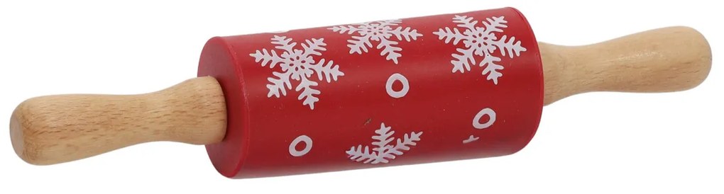 Zestaw do pieczenia dla dzieci TIVOLA, miniwałek z wzorem śnieżyek + 3 foremki
