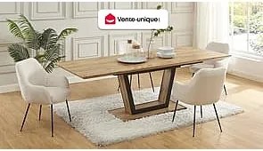 Rozkładany stół jadalniany 6-10-osobowy z MDF i metalu – naturalny i czarny – VITENO