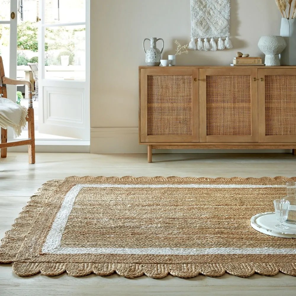 Dywan z juty tkany ręcznie w naturalnym kolorze/w kolorze kości słoniowej 160x230 cm Grace White – Flair Rugs