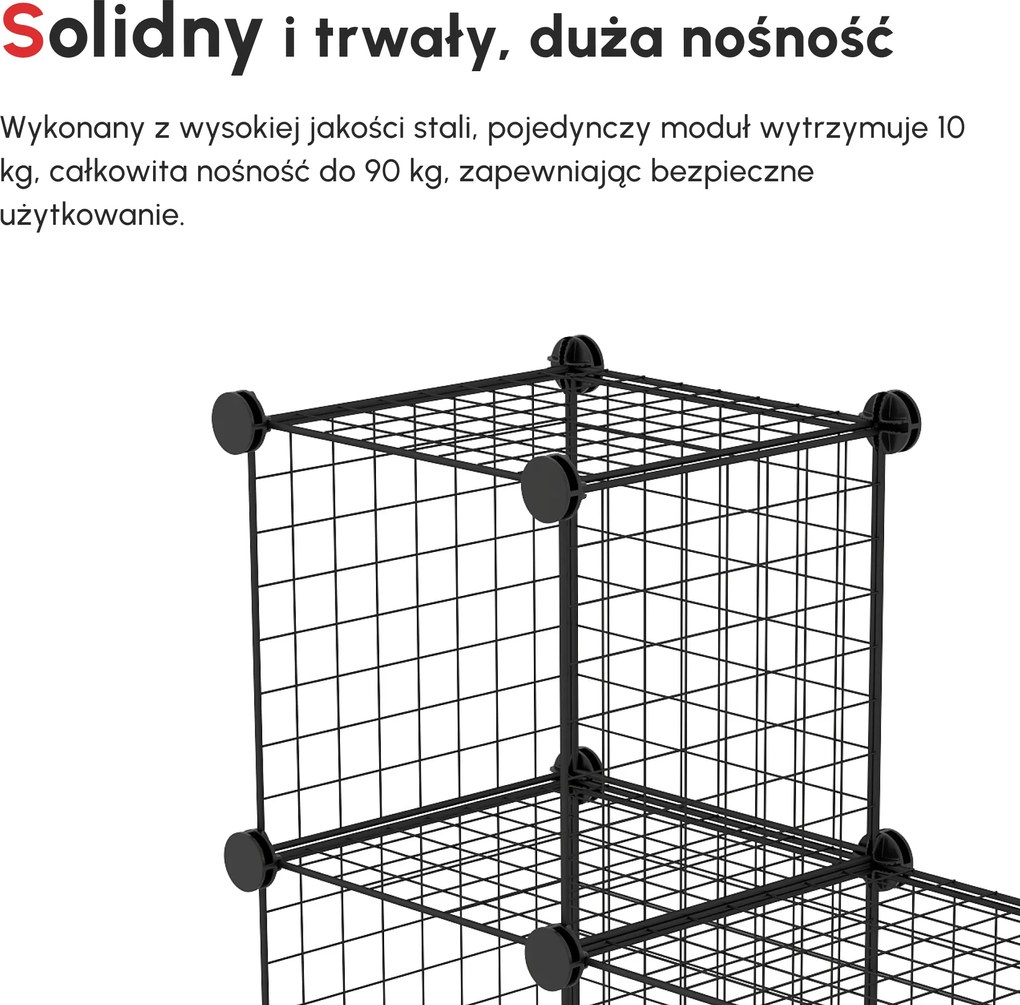 HOMCOM Półka na Buty Modułowa 9 Sześcianów Stal Czarny 35x35x35cm na Sześcian | Aosom PL
