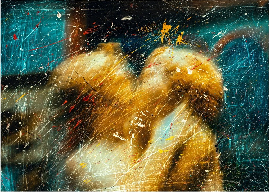 Obraz na szkle - Całujące się anioły (70x50 cm)