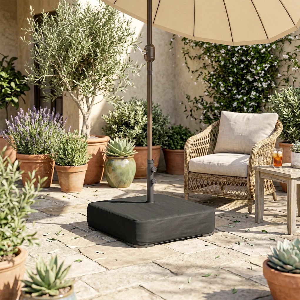 Outsunny Stojak na parasol 80 kg piasku solidna podstawa do parasoli bocznych i drążków 48 mm czarny | Aosom PL