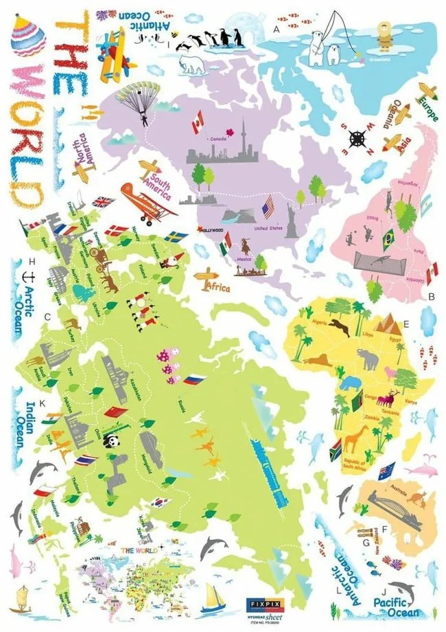 Mapa dla dzieci 135x65 cm World Map – Ambiance