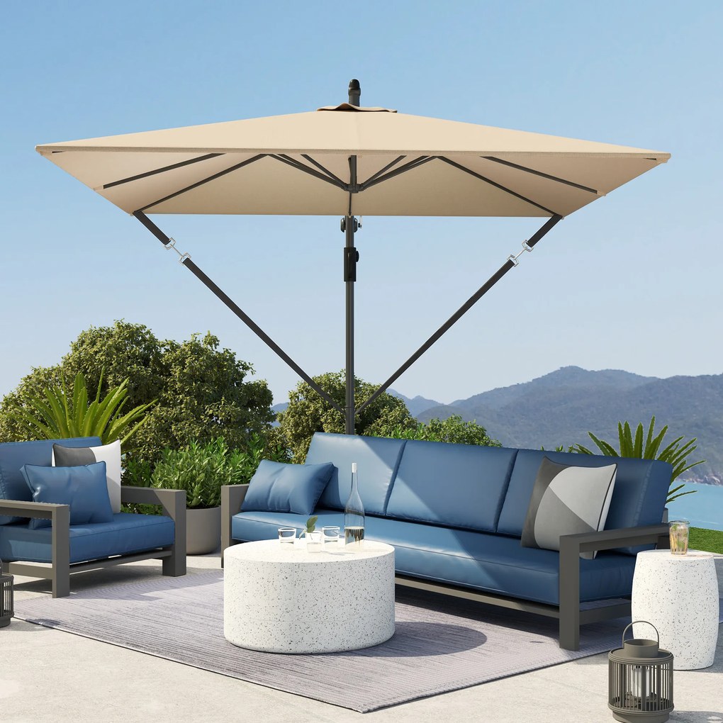 Outsunny Parasol ogrodowy Ø260 cm wodoodporny z ochroną UV 50 khaki do ogrodu i tarasu | Aosom PL