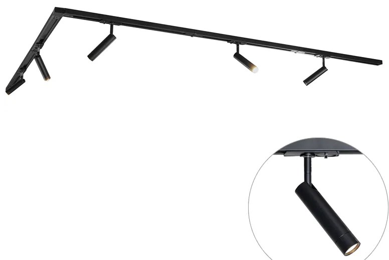 Nowoczesny system oświetlenia szynowego z 5 czarnymi reflektorami jednofazowymi - Iconic Ivy