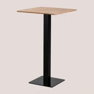 Kwadratowy Wysoki Stolik Barowy Z Forniru Jesionowego Espresso Czarny & ↔︎ 60 Cm - Sklum