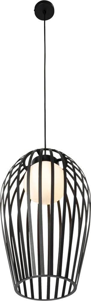 Designerska lampa wisząca czarna z opalizującym szkłem - Angela