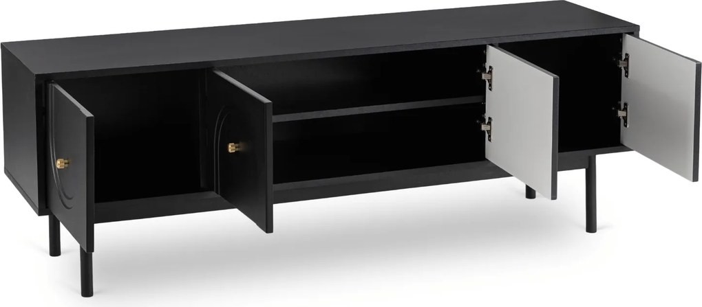 Szafka RTV w stylu glamour Marlen 155 cm, kolor czarny