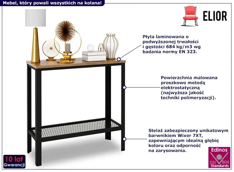 Industrialna konsola z półką czarny + dąb lancelot C7-M23