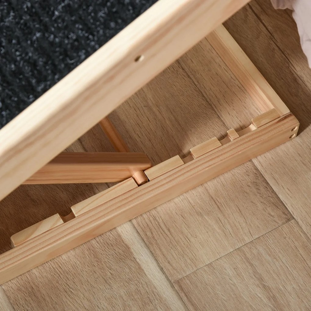 PawHut Rampa dla zwierząt antypoślizgowa regulowana sosna poliester czarny naturalne drewno 90x40x61cm | Aosom PL