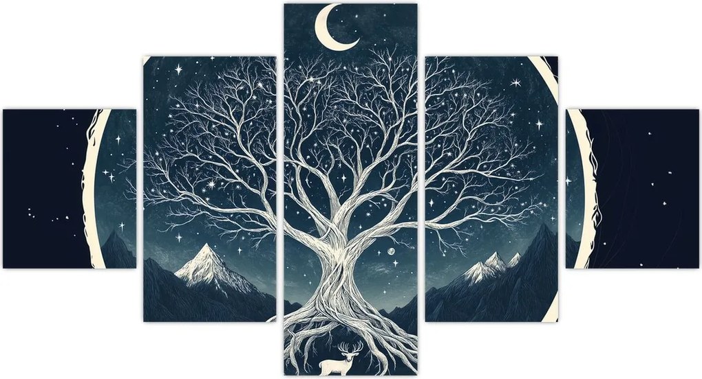 Obraz – Magiczne drzewo z jeleniem II. (125x70 cm)