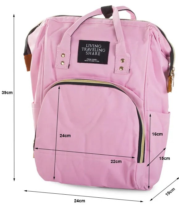 Różowy plecak miejski dla rodziców MIREL