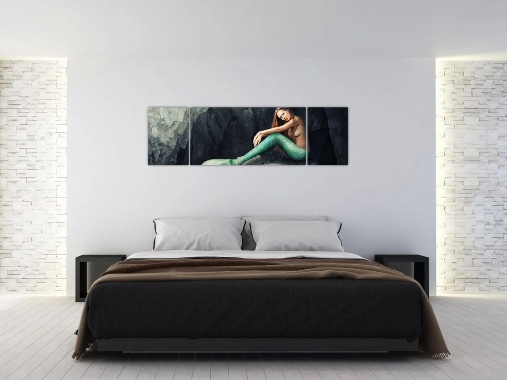 Obraz - Syrenka na skale (170x50 cm)