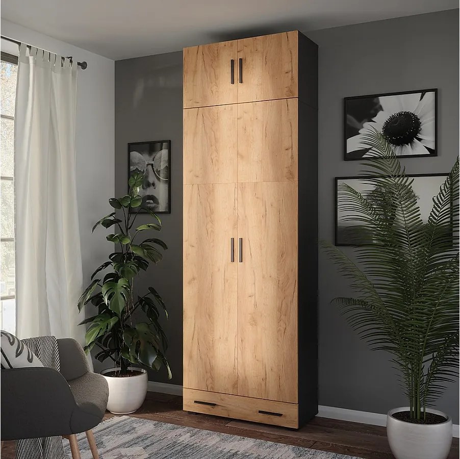 Szafka uniwersalna antracyt/złoty dąb 80x37x241.2 ingo