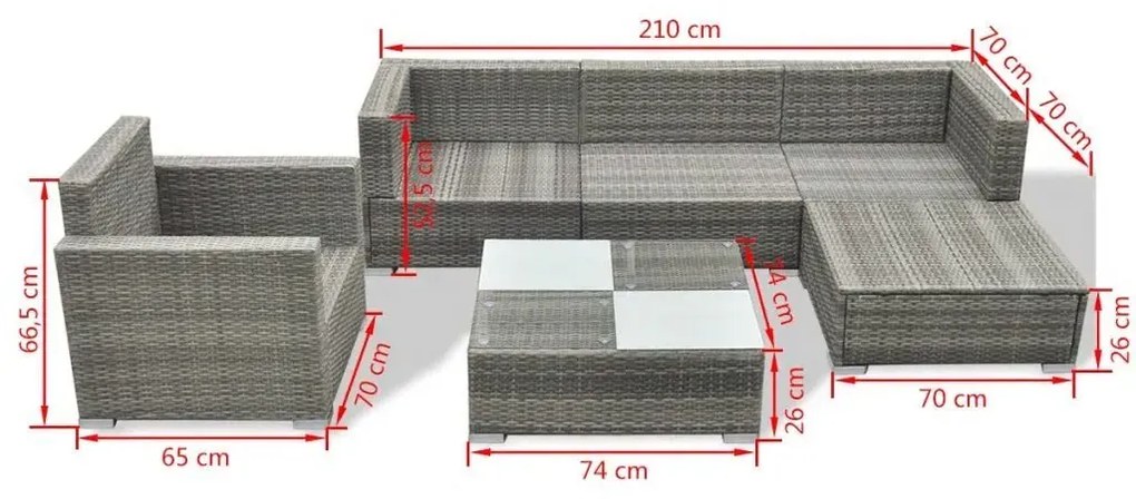 Zestaw szarych mebli ogrodowych technorattanowych - Ashon