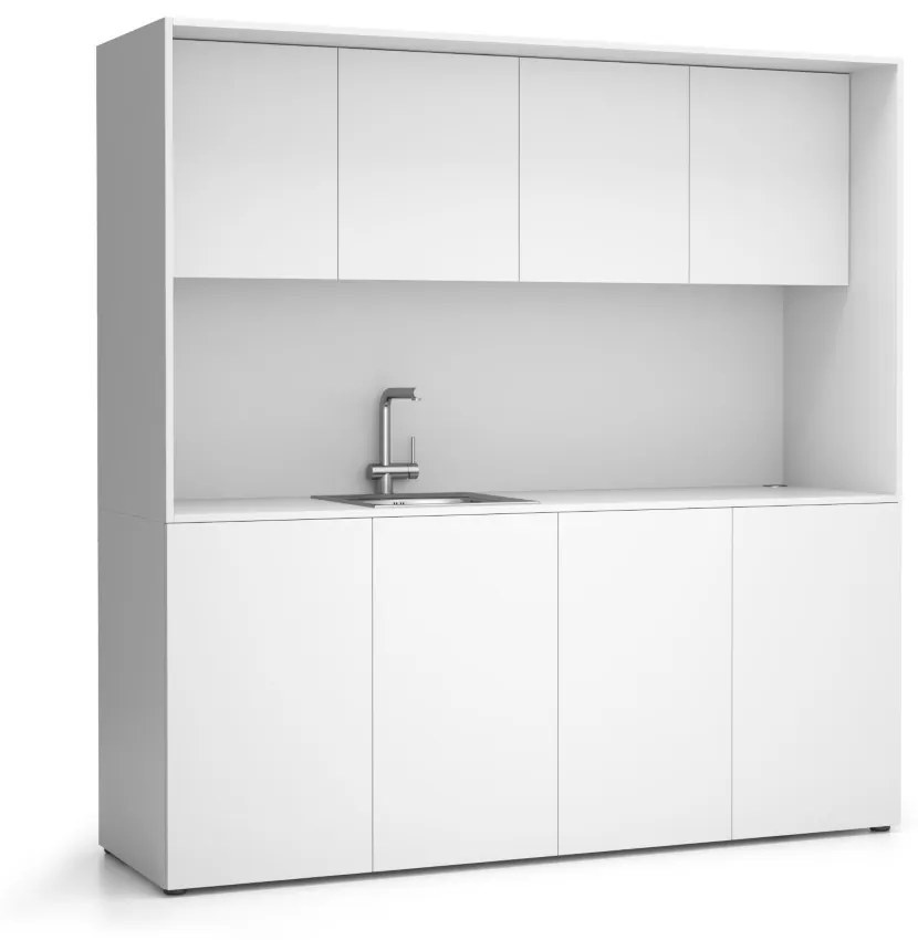 Kuchnia biurowa NIKA ze zlewem i kranem 1963 x 600 x 2000 mm, biały, lawo
