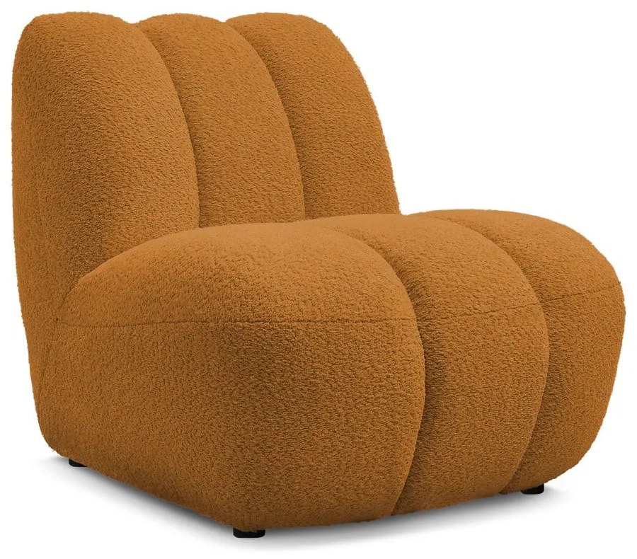 Musztardowy fotel z materiału bouclé Janissaire – Bobochic Paris