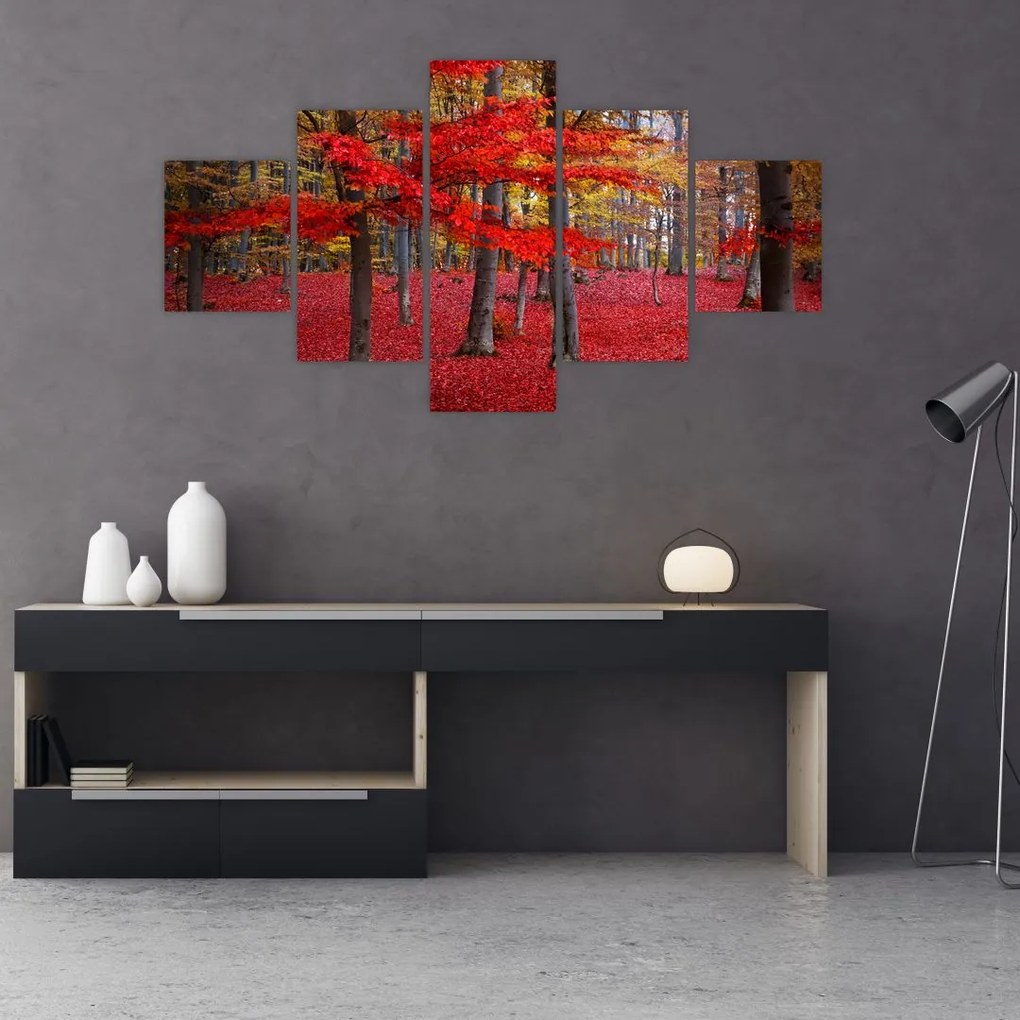 Obraz - Czerwony Las (125x70 cm)
