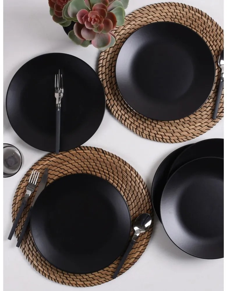Ceramiczne talerze w kolorze matowej czerni zestaw 6 szt. ø 25 cm – Hermia